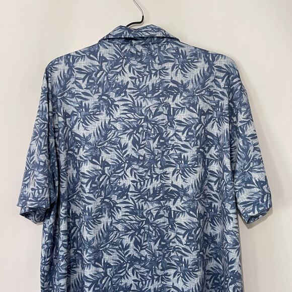 Maelreg Shirt Mens Large Golf Performance Polo S/S Blue AOP Stretch Floral Print - Picture 4 of 9